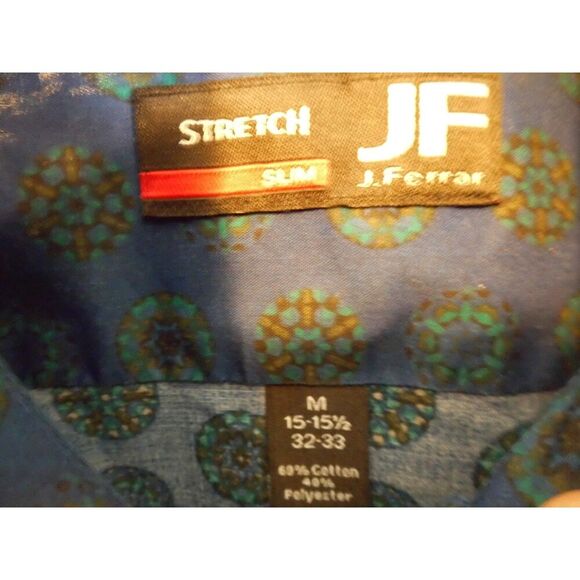 j.ferrar stretch blue kaleidoscope slim print button down - Picture 5 of 7